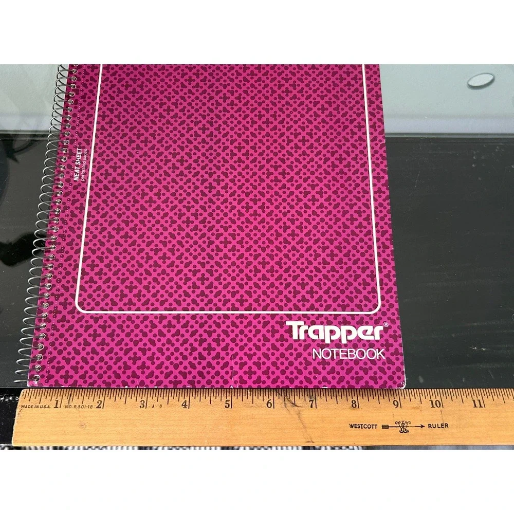 Vintage 1992 Mead Trapper Keeper Notebook Magenta Purple Geometric 80 Sheets